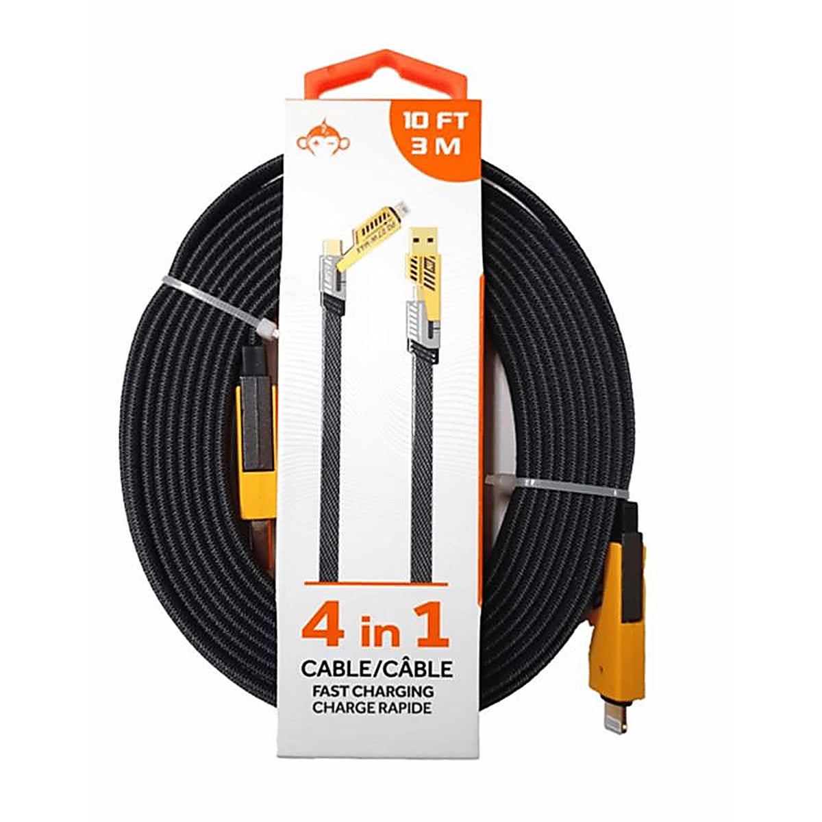 Monkeyz - MZ6694 - 10Ft. 4-In-1 Cable Charging Cable