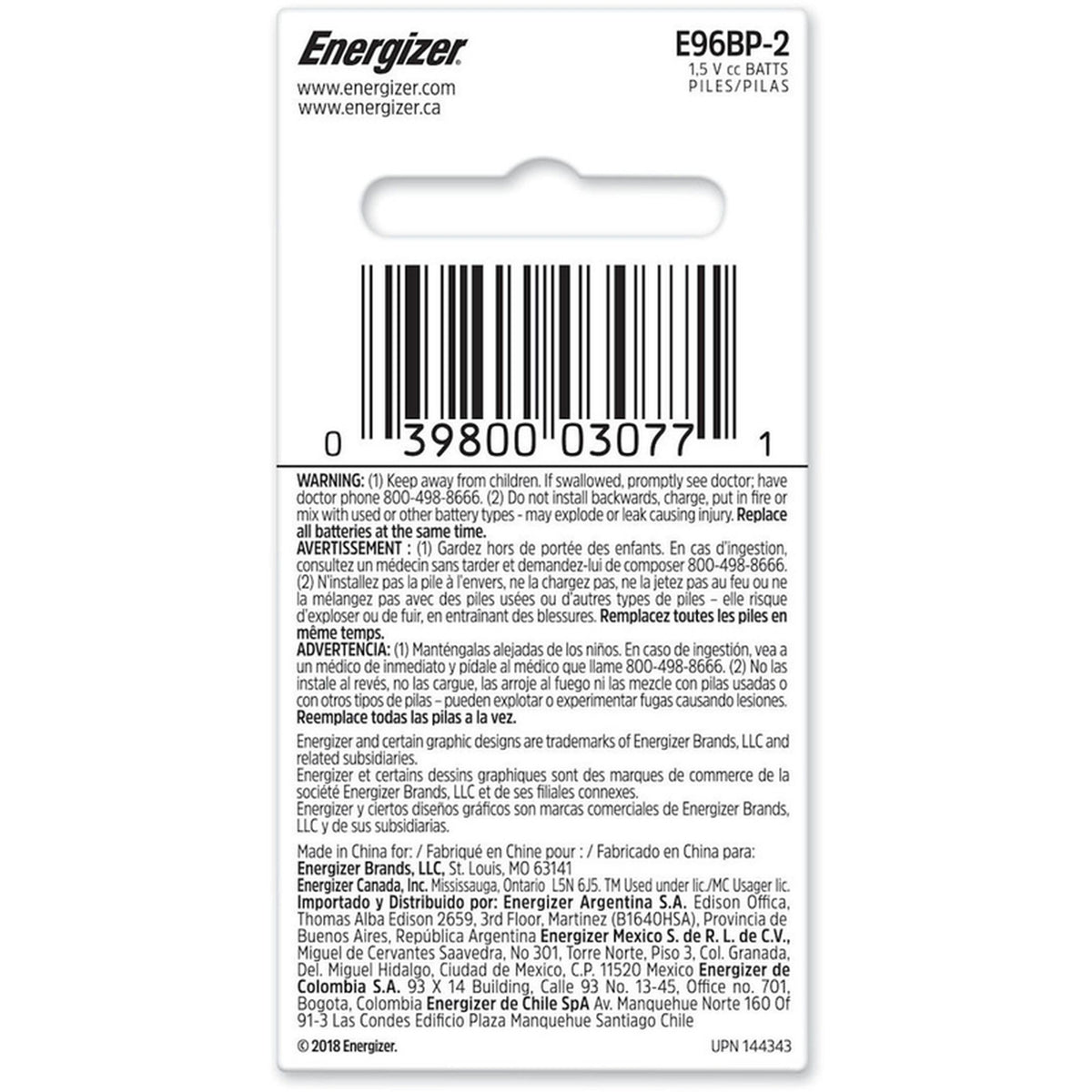 Energizer E96BP-2 Max AAAA Alkaline Batteries 2 pk Carded