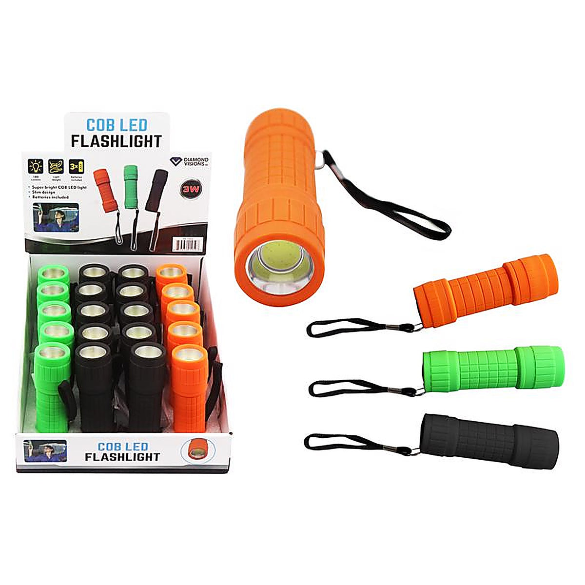 Diamond Visions - 08-1950N - 200 LM Assorted LED Cob Flashlight Aaa Battery