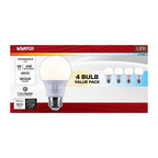 Satco - S11775R1 - A19 E26 (Medium) LED Bulb Tunable White/Color Changing 60 Watt Equivalence 4 Pack