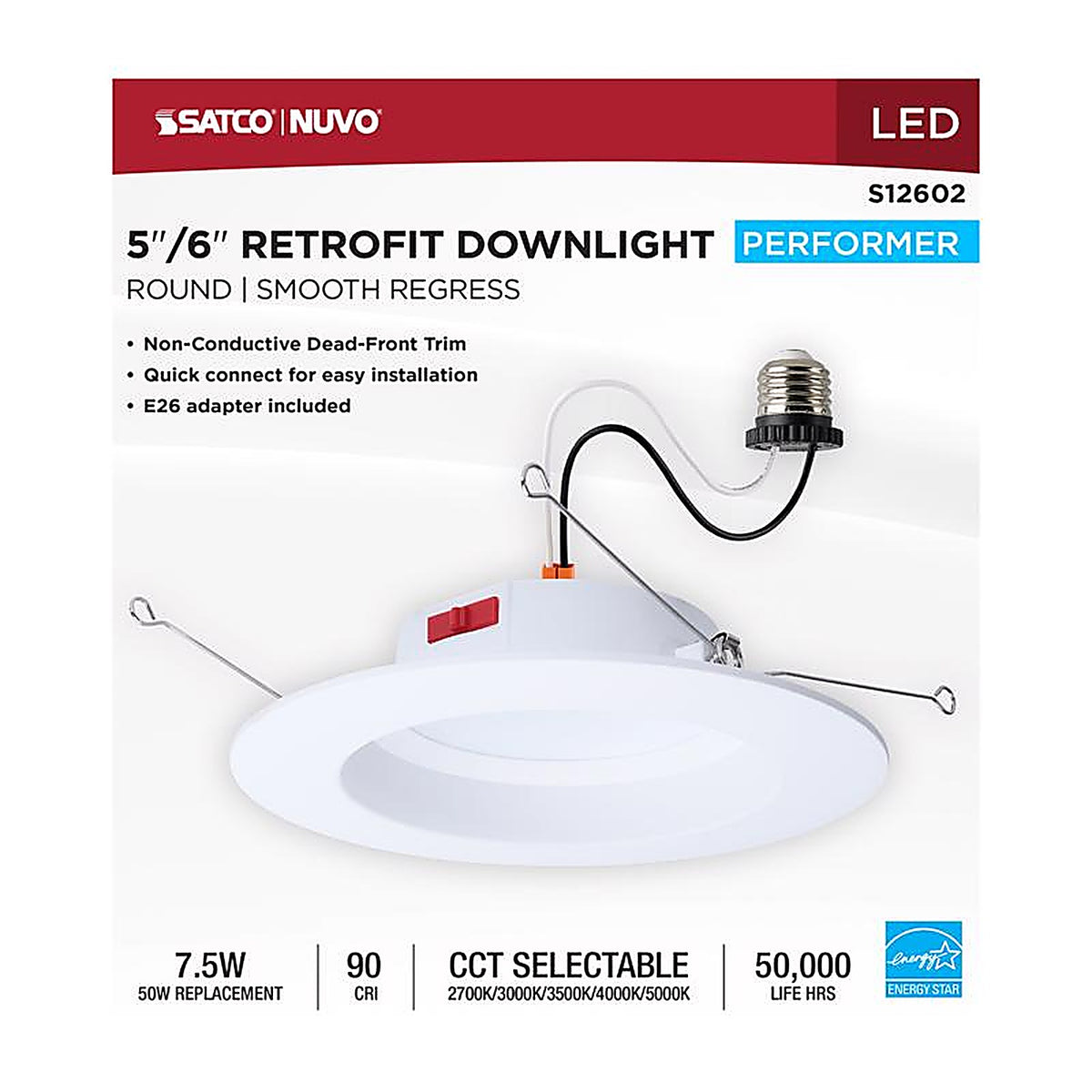 Satco - S12602 - Frost White 5-6 In. W Aluminum LED Dimmable Recessed Downlight 8 W