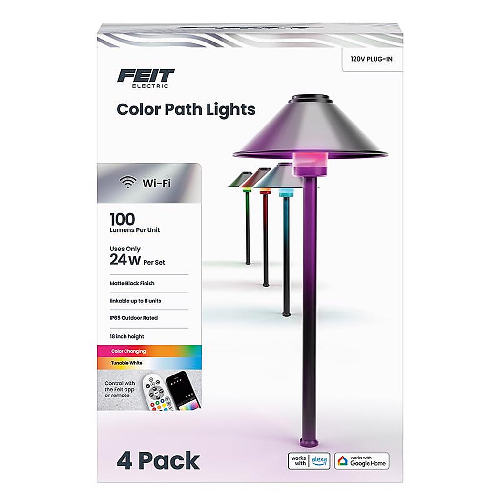 Feit - PATH/RGBW/AG/4 - Plug In/Remote 6 W LED Smart-Enabled Pathway Light 4 Pack