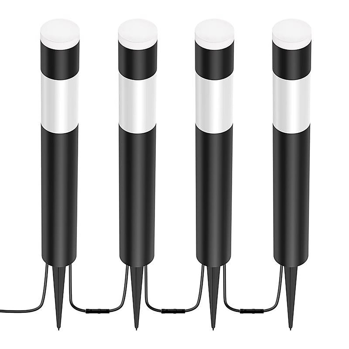 Feit - PATHRNDRGBWAG4 - Black Plug In/Remote 6 W LED Pathway Light 4 Pack