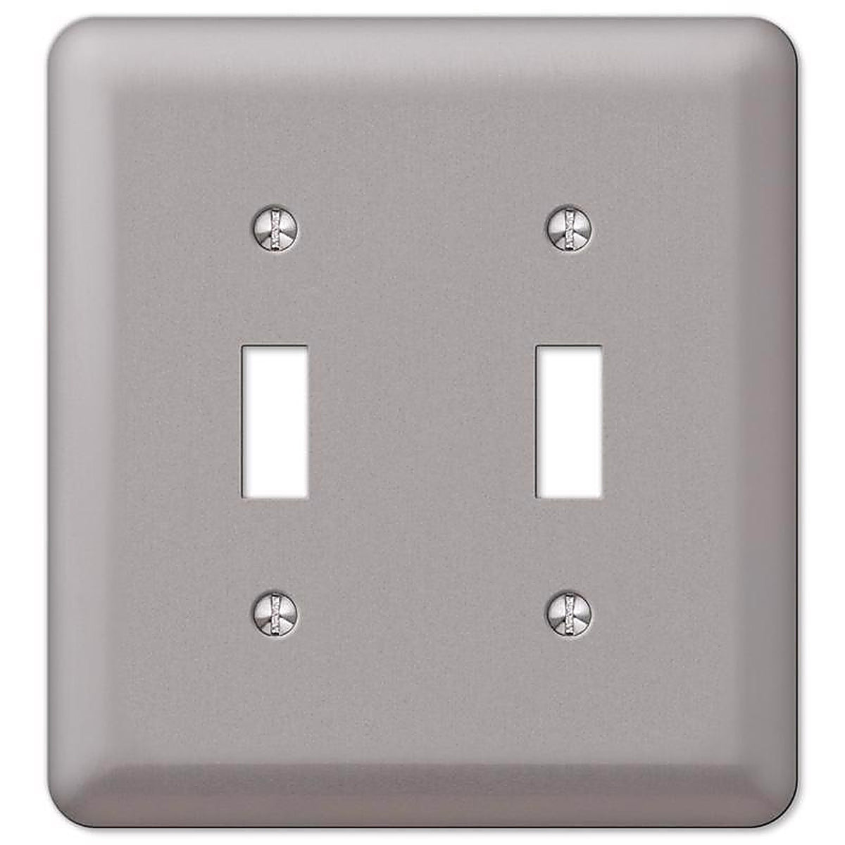 Amerelle - 2TTPW - Devon Brushed Nickel 2 Gang Steel Toggle Wall Plate 1 Pack