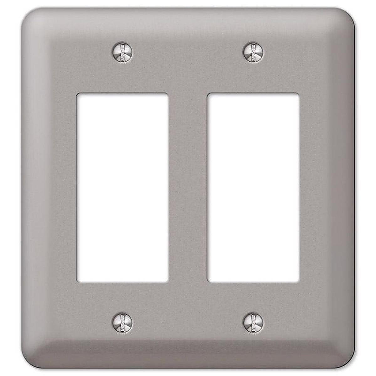 Amerelle - 2RRPW - Devon Brushed Nickel 2 Gang Steel Decorator Wall Plate 1 Pack