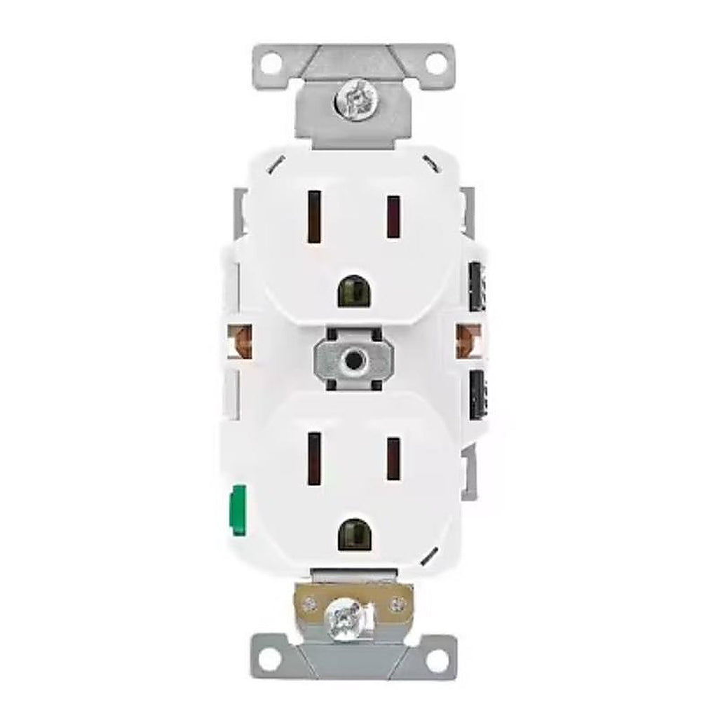 Leviton - ECBR1-00W - Lever Edge 15 Amps 125 V White Outlet 1 Pack