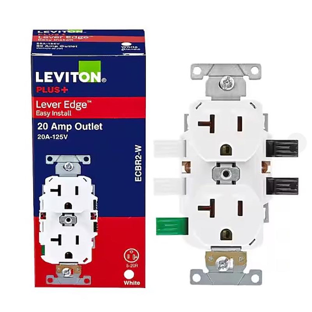 Leviton - ECBR2-00W - Lever Edge 20 Amps 125 V White Outlet 1 Pack