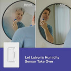 Lutron - MS-HS3-WH - Xactsense Humidity Sensor 3 Amps Single Pole Bathroom Exhaust Smart-Enabled Switch White 1 Pack