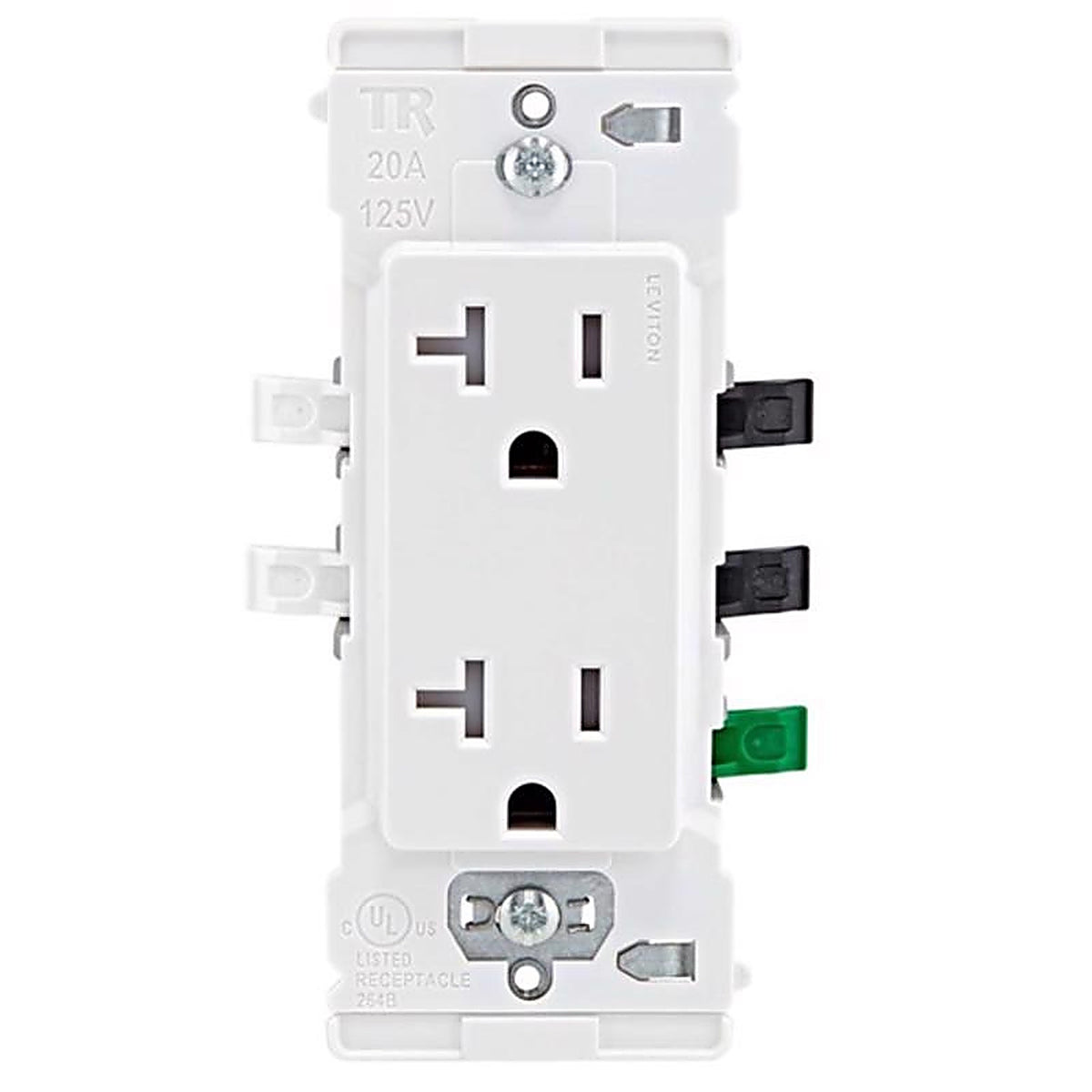 Leviton - E5825-0SW - Lever Edge 20 Amps 125 V White Tamper Resistant Outlet 5-20R 1 Pack