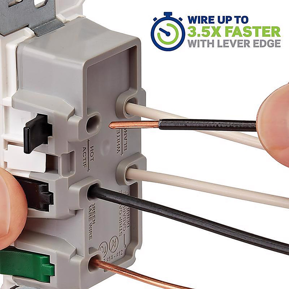 Leviton - E5825-0SW - Lever Edge 20 Amps 125 V White Tamper Resistant Outlet 5-20R 1 Pack