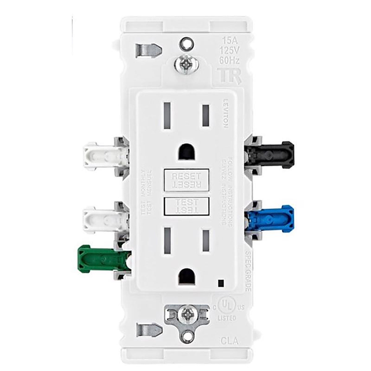 Leviton - EGFT1-03W - Lever Edge 15 Amps 125 V White Gfci Outlet 3 Pack