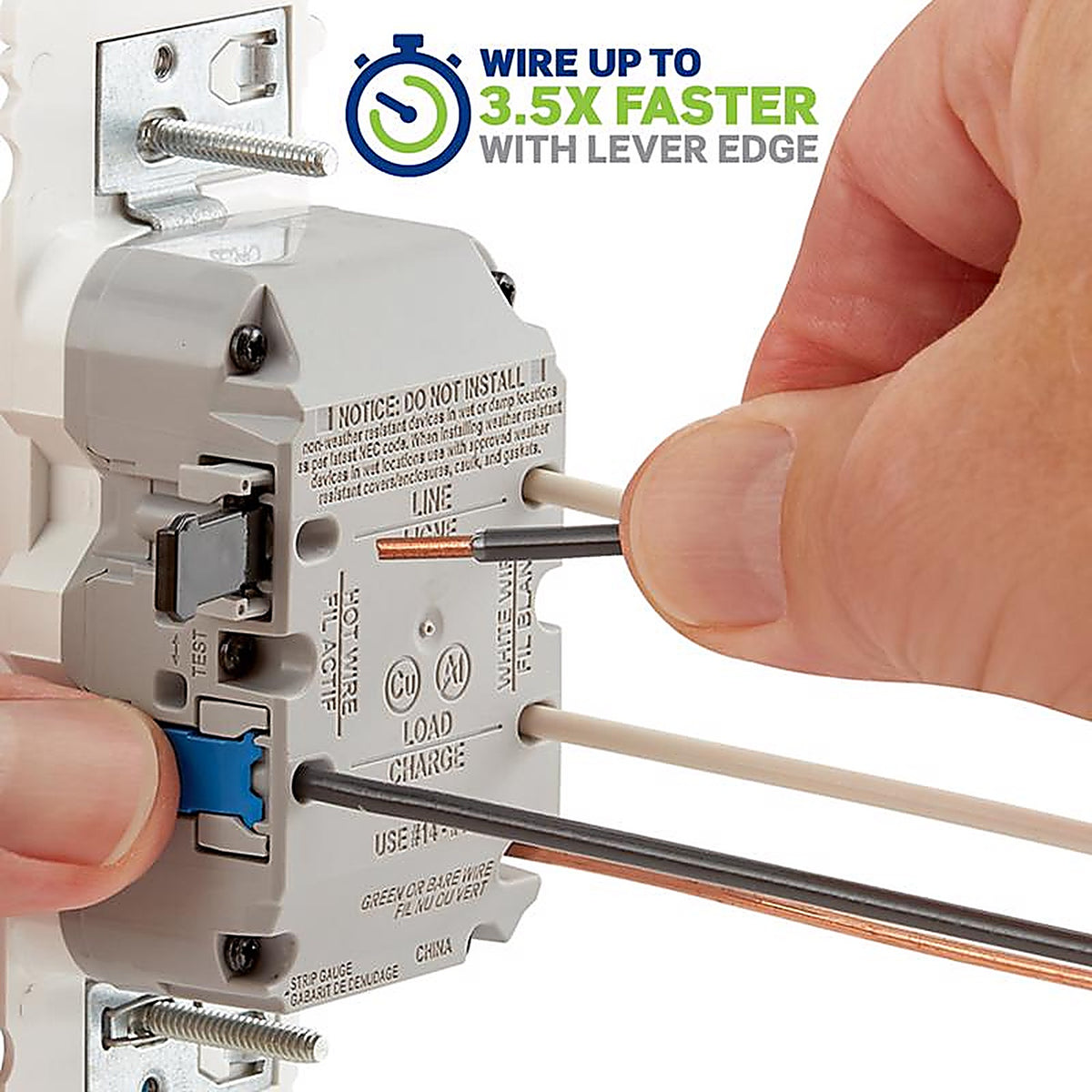 Leviton - EGFT1-03W - Lever Edge 15 Amps 125 V White Gfci Outlet 3 Pack