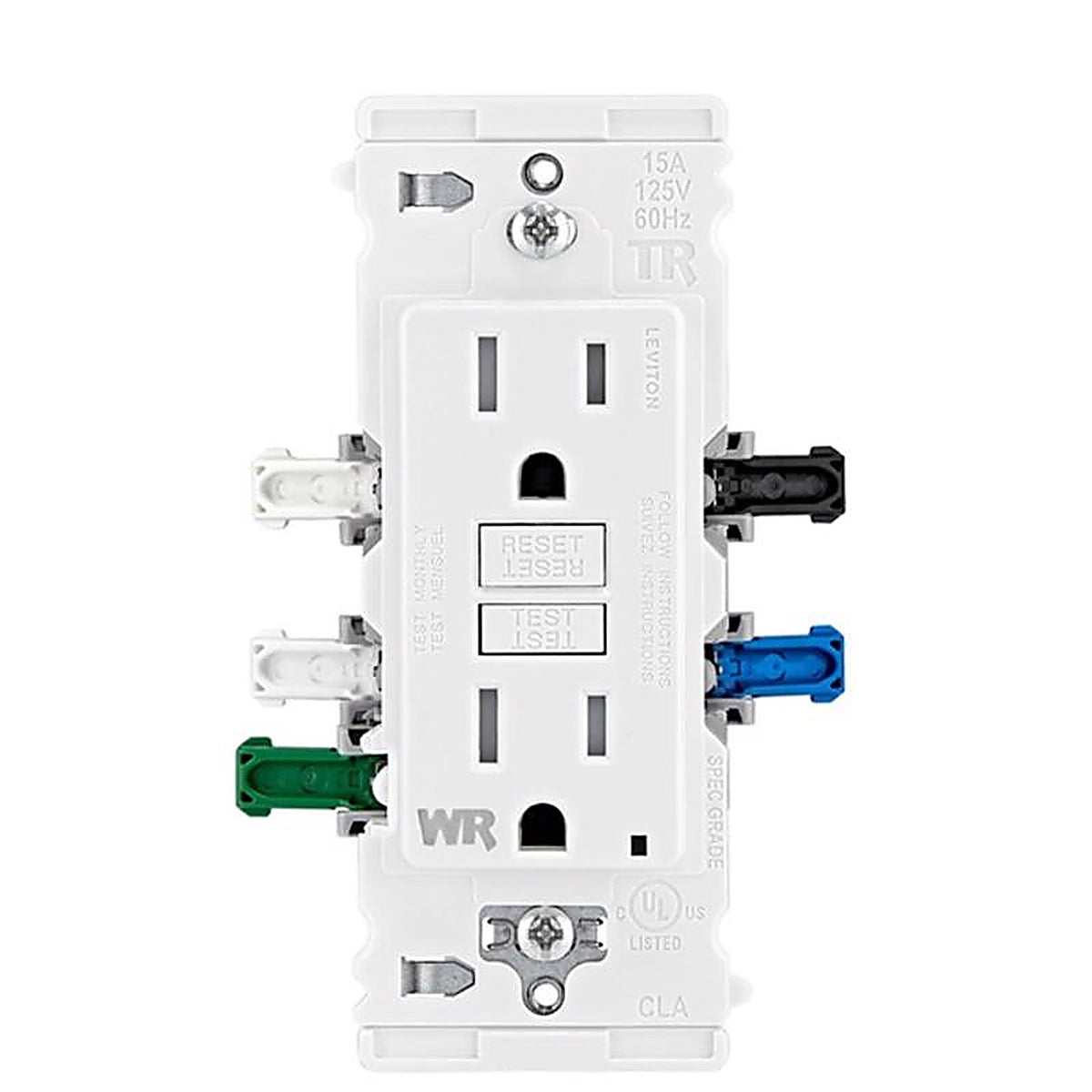 Leviton - EGFW1-0KW - Lever Edge 15 Amps 125 V White Weather Resistant Gfci Outlet 1 Pack