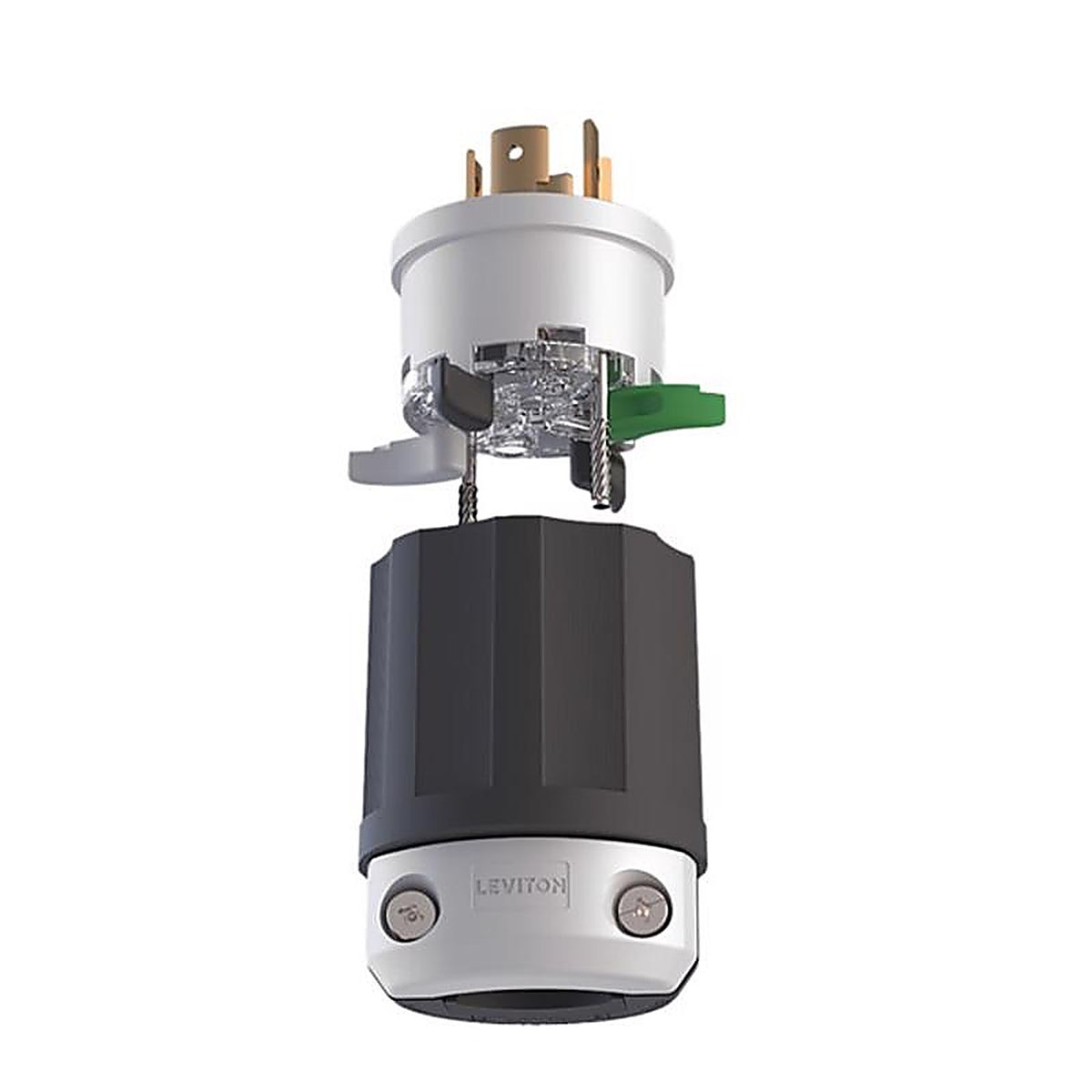 Leviton - 2411E-0BX - Lever Edge Commercial and Residential Plastic Locking Plug L14-20p