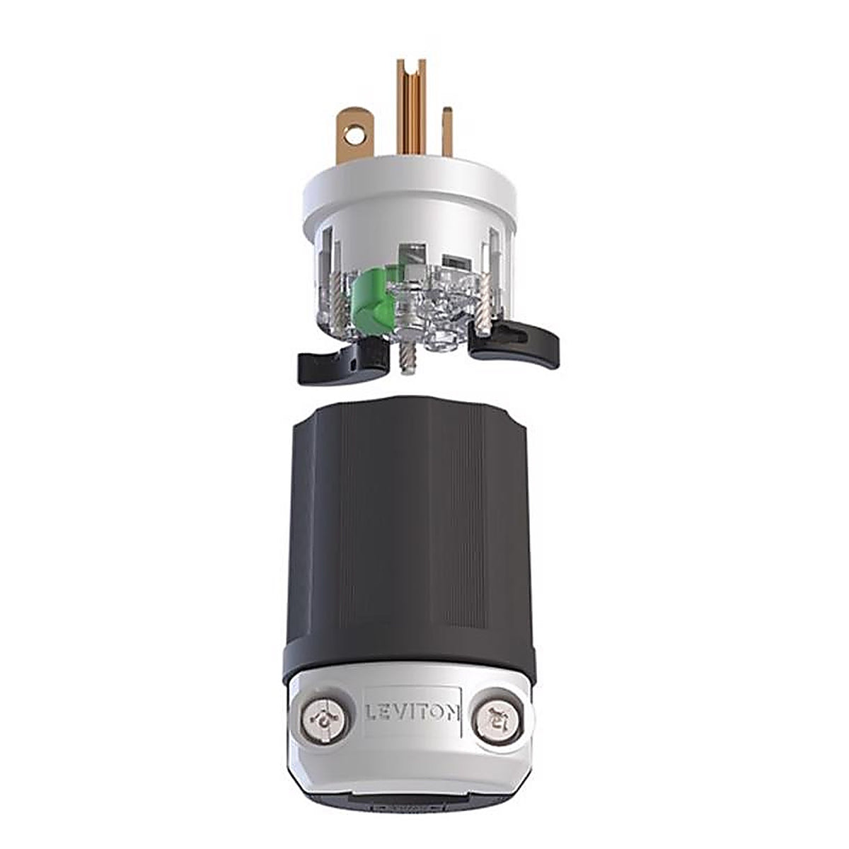 Leviton - 5466E-0BX - Lever Edge Commercial and Residential Plastic Straight Blade Locking Plug 6-20P