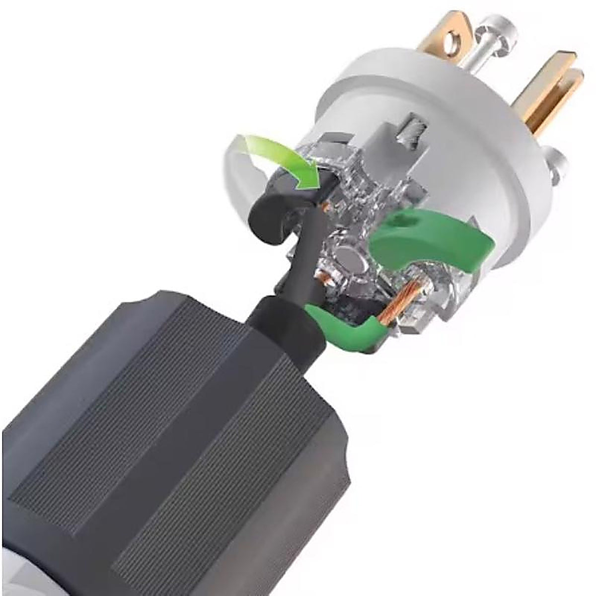 Leviton - 5466E-0BX - Lever Edge Commercial and Residential Plastic Straight Blade Locking Plug 6-20P