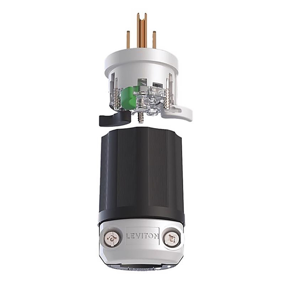 Leviton - 5266E-0BX - Lever Edge Commercial and Residential Plastic Straight Blade Locking Plug 5-15P