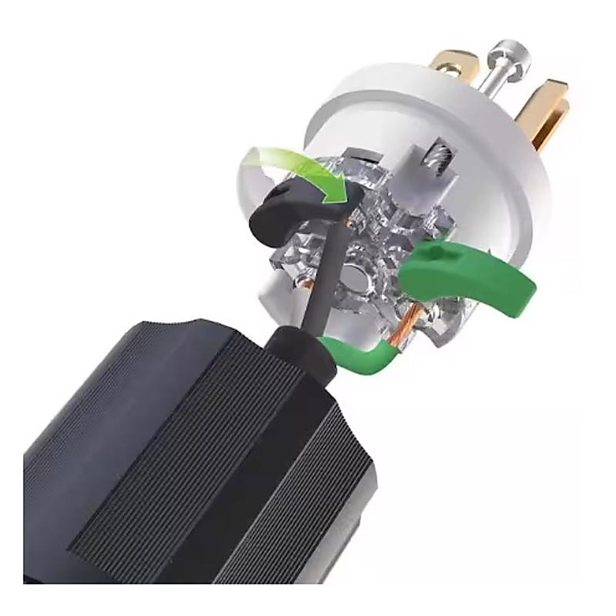 Leviton - 5266E-0BX - Lever Edge Commercial and Residential Plastic Straight Blade Locking Plug 5-15P