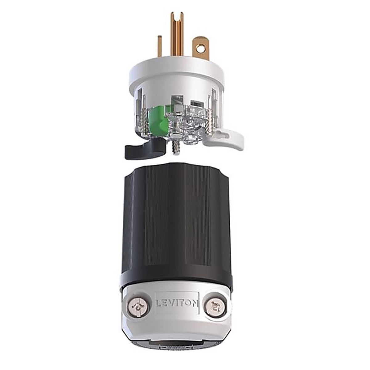 Leviton - 5366E-0BX - Lever Edge Commercial and Residential Plastic Straight Blade Locking Plug 5-20P