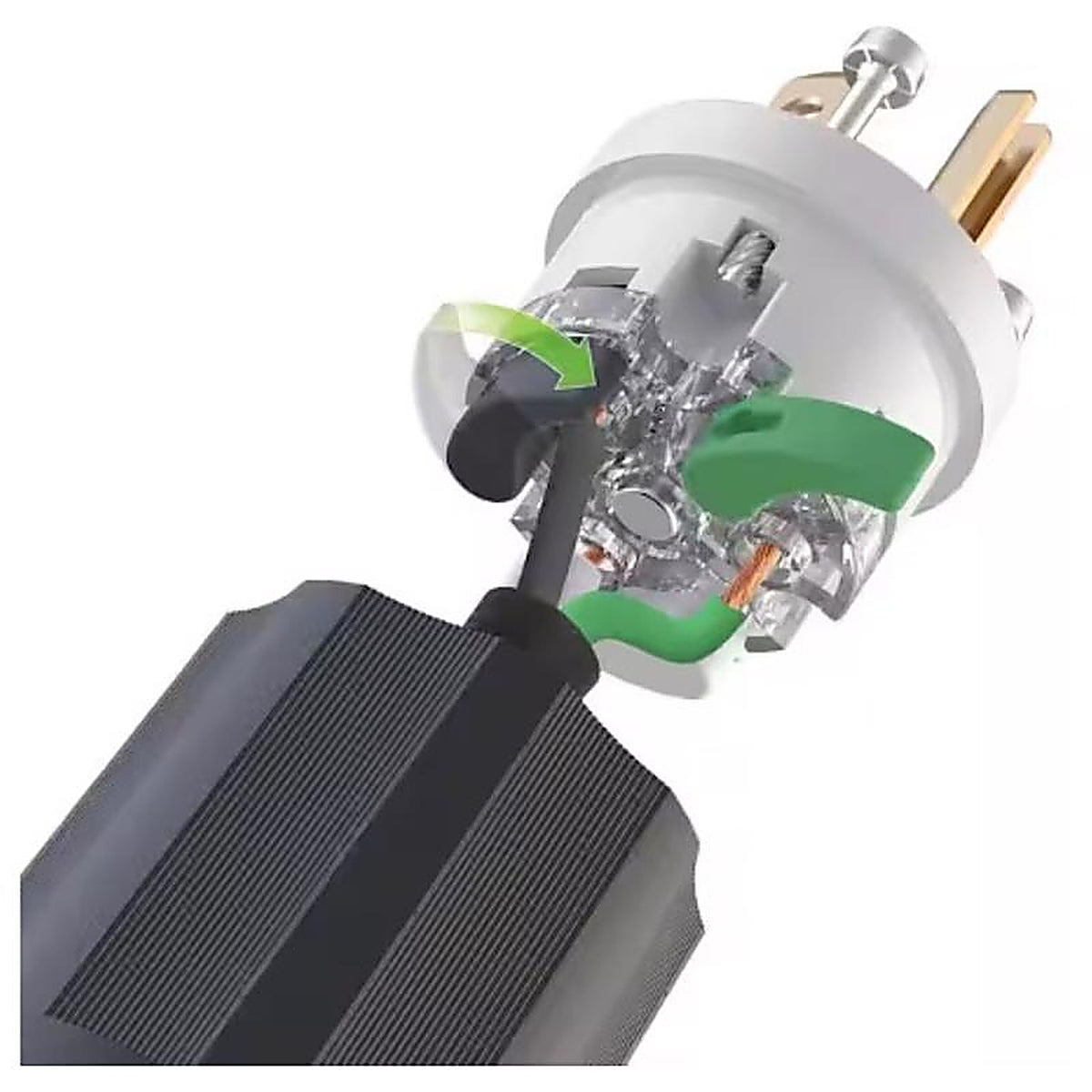 Leviton - 5366E-0BX - Lever Edge Commercial and Residential Plastic Straight Blade Locking Plug 5-20P