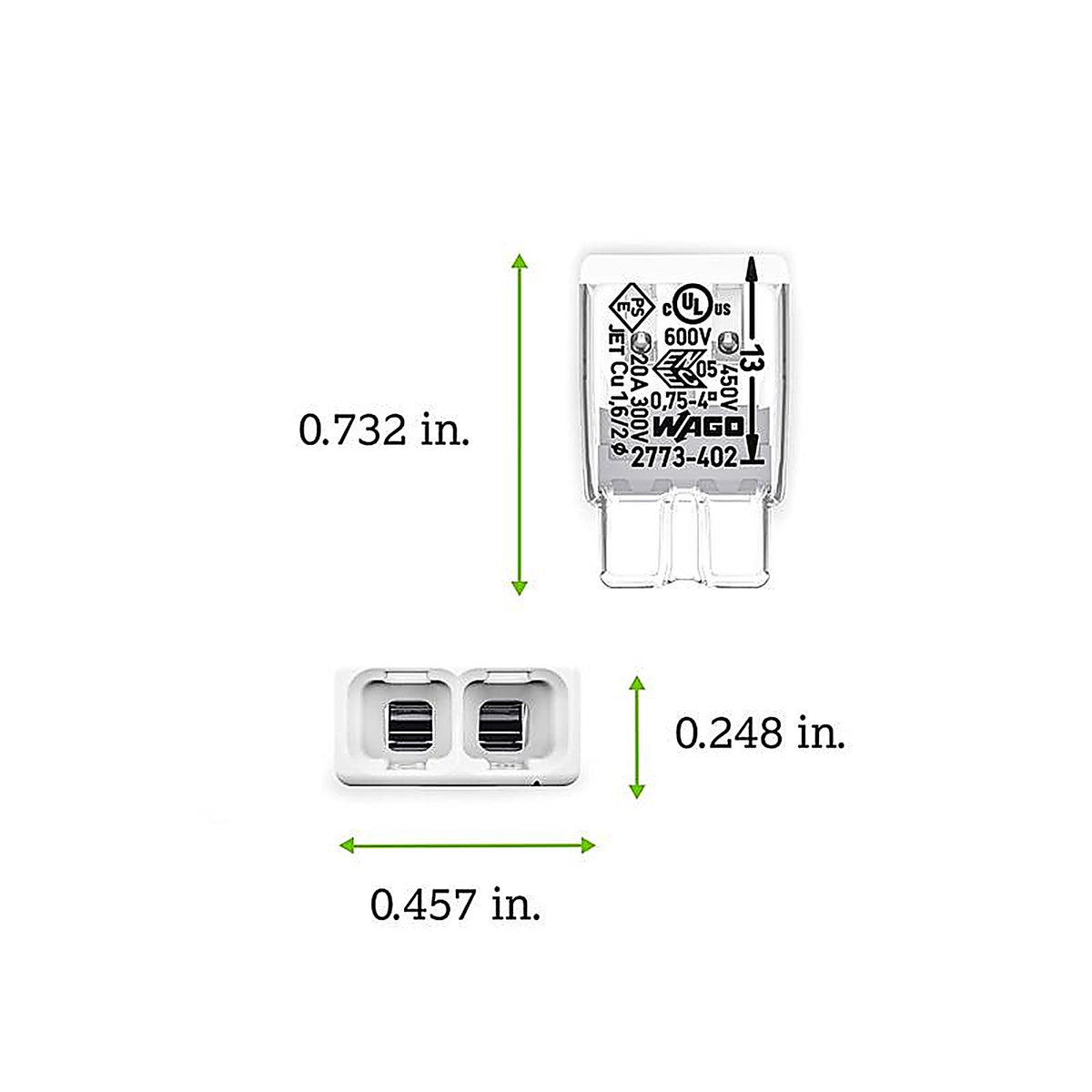 Wago - 2773-402/K-0008 - 2 Port Push-In Wire Connector 10 Pack