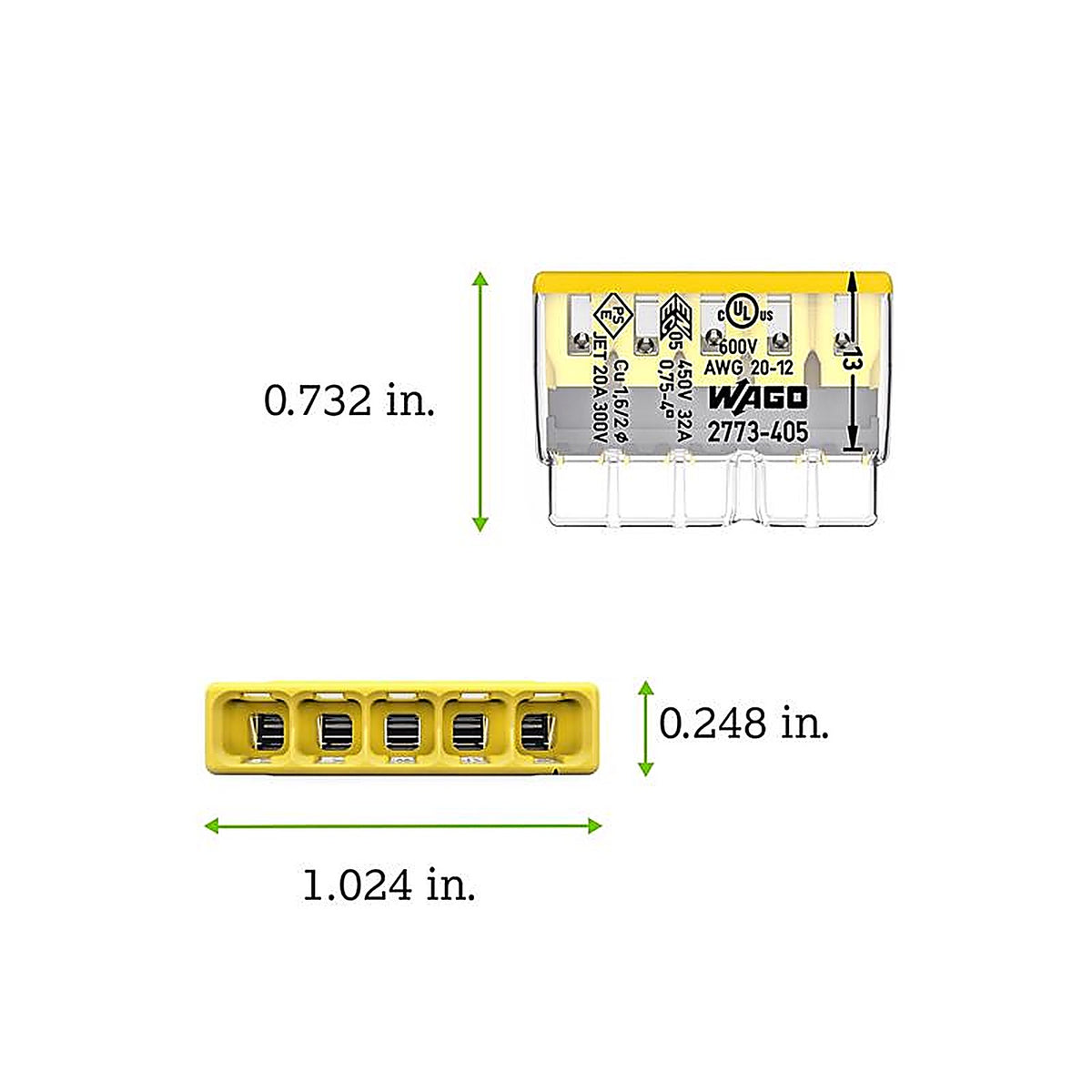 Wago - 2773-405/K-0008 - 5 Port Push-In Wire Connector 10 Pack