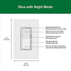 Lutron - DVCLN-153P-WH - Diva with Night Mode for Dimmable LED Bulbs White 150 W 3-Way Dimmer Switch 1 Pack