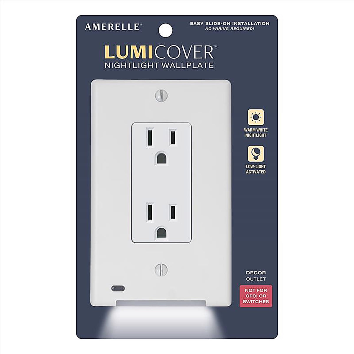 LumiCover - LCF-DDO-W - White 1 Gang Plastic Decorator Nightlight Wall Plate 1 Pack