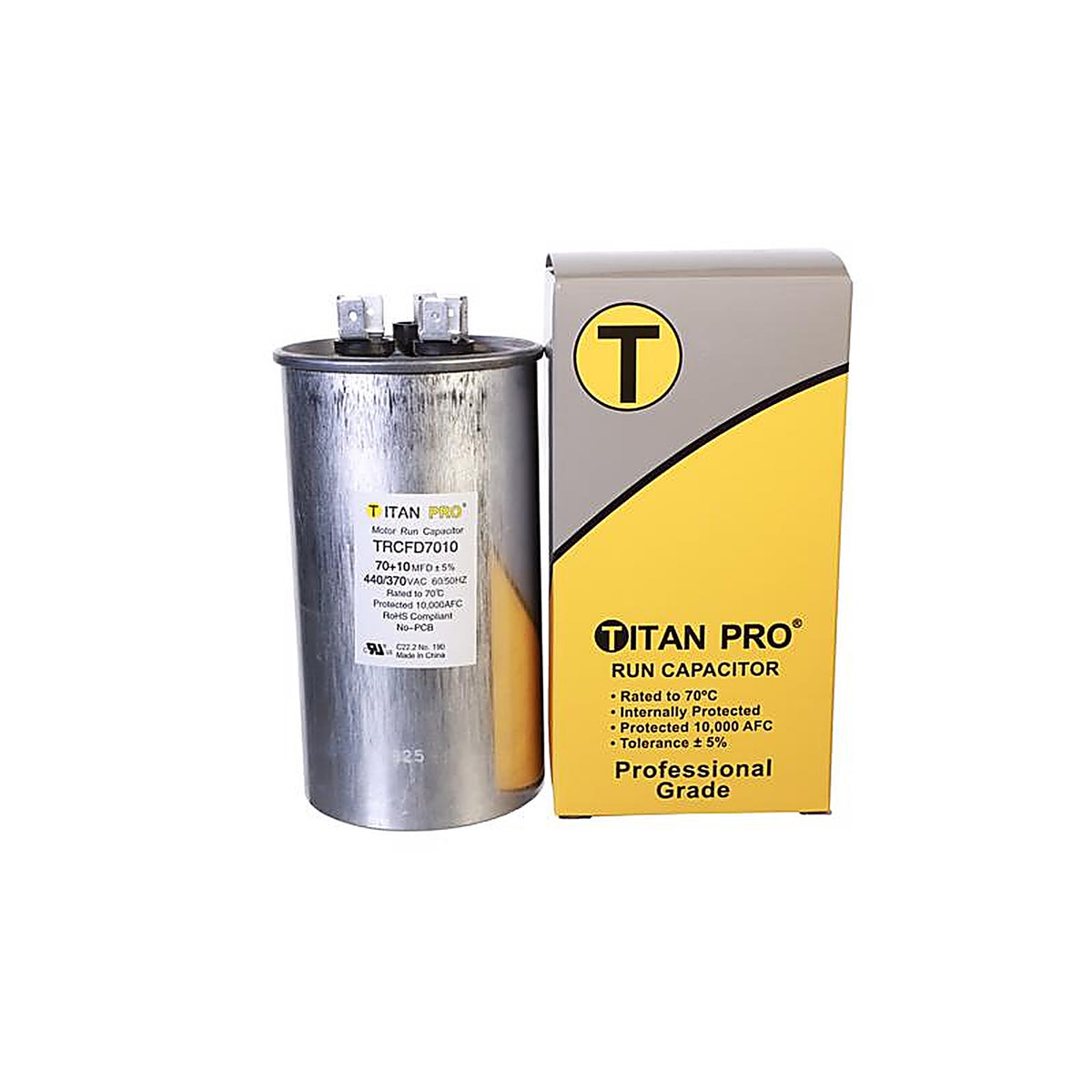 Titan Pro - TRCFD7010 - 70+10 MFD 440 V Round Run Capacitor