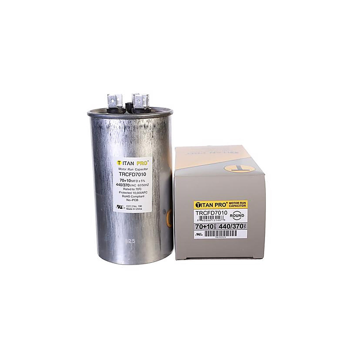 Titan Pro - TRCFD7010 - 70+10 MFD 440 V Round Run Capacitor