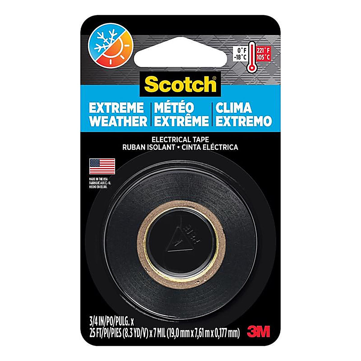 Scotch - 16736NA - 0.75 In. W X 25 Ft. L Black Vinyl Electrical Tape