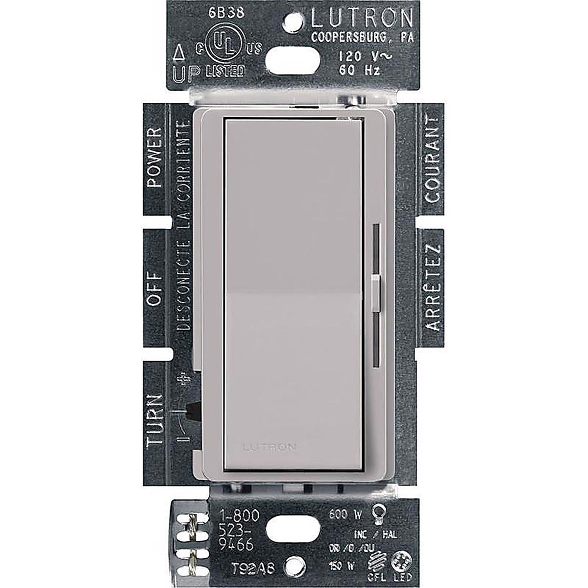 Lutron - DVCL-153PH-GR - Diva Gray 150 W 3-Way Dimmer Switch 1 Pack