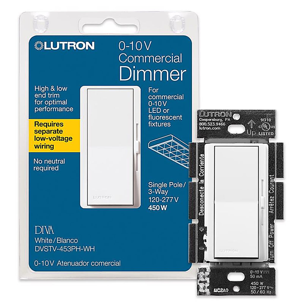 Lutron - DVSTV-453PH-WH - Diva White 450 W 3-Way Smart-Enabled Dimmer Switch 1 Pack