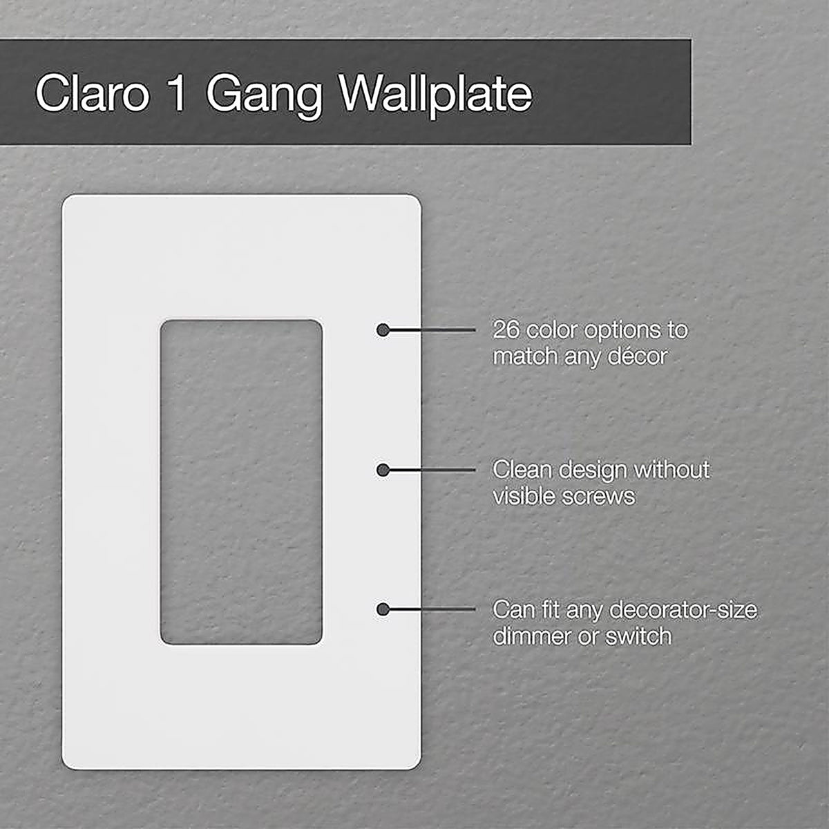 Lutron - CW-1-WH-6 - Claro White 1 Gang Plastic Wall Plate 6 Pack