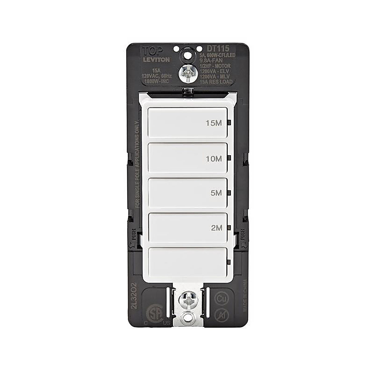 Leviton - DT115-1LW - Decora Indoor Wall Switch Timer 120 V White