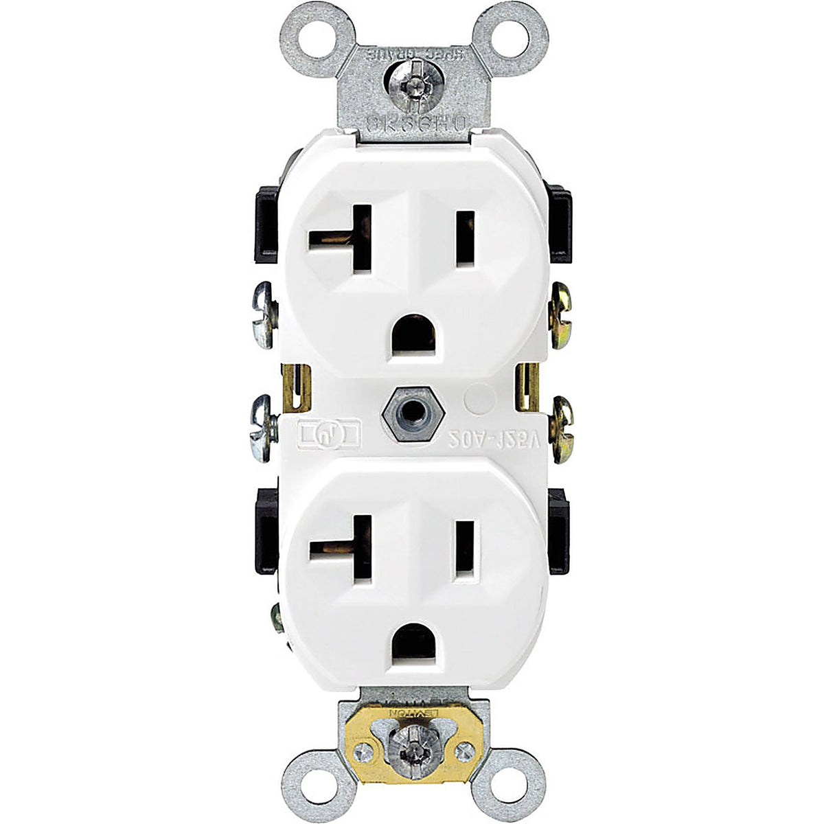 Leviton - 0BR20-0WS - 20 Amps 125 V Duplex White Outlet 5-20R 1 Pack