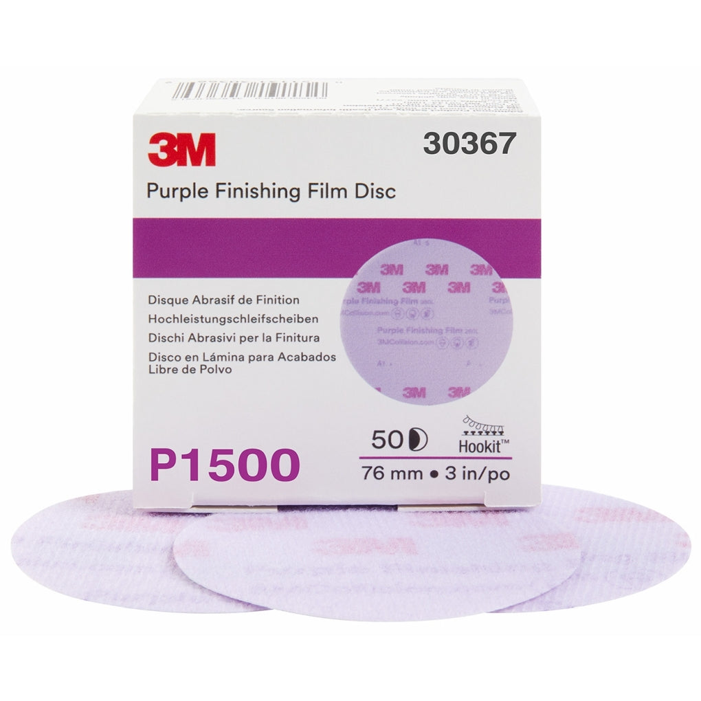3M 30367 Hookit Purple Finishing Film Disc, 3 inch, P1500