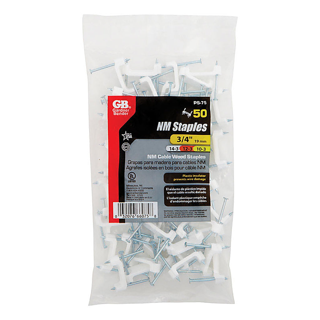 Gardner Bender PS-75 3/4 in. W Plastic Insulated Cable Staple 50/Pack