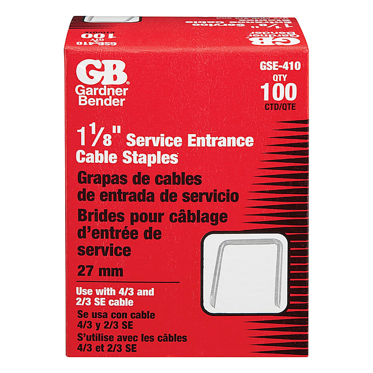Gardner Bender - GSE-410 - 1-1/8 In. W Steel Service Entrance Staple 100 Pack