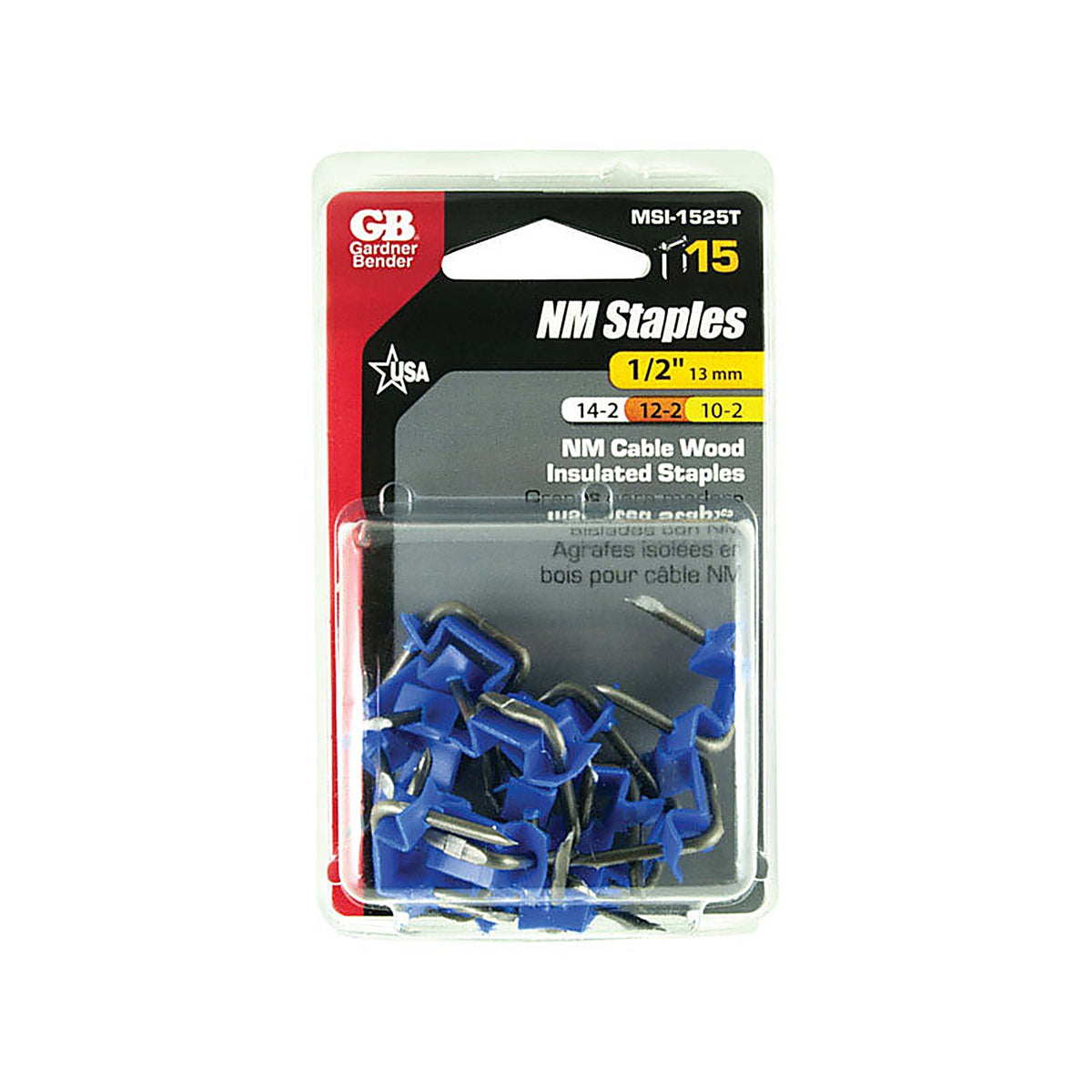 Gardner Bender MSI-1525T 1/2 in. W Metal Insulated Cable Staple 15/Pack