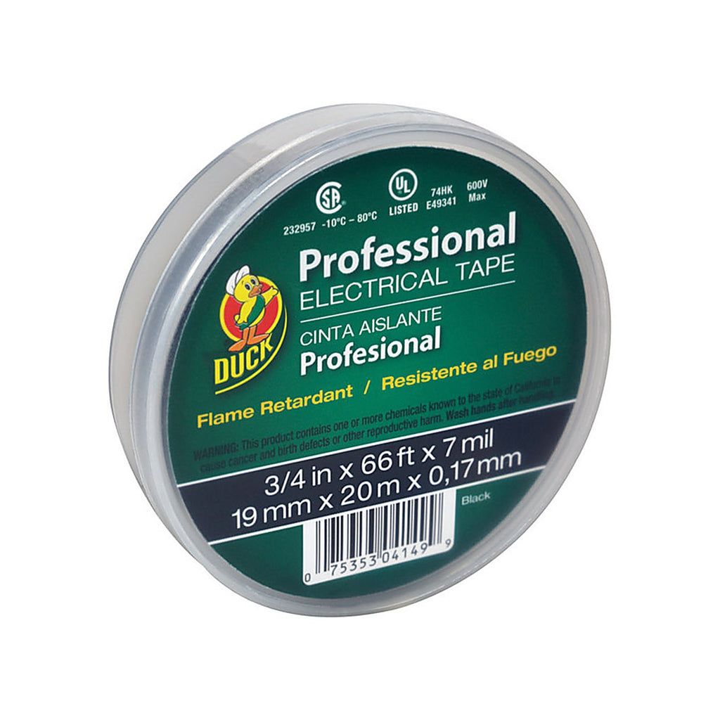 Duck 299019 3/4 in. W x 66 ft. L Black Vinyl Electrical Tape