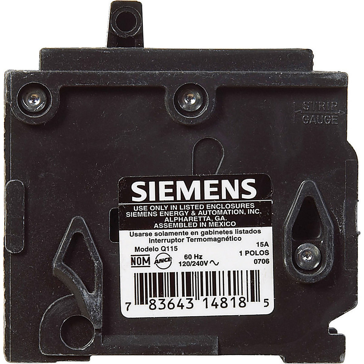 Siemens Q115 15 amps Single Pole 1 Circuit Breaker