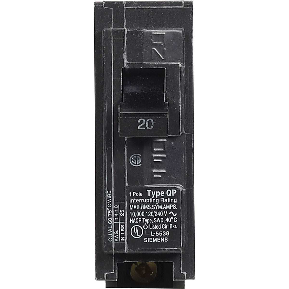 Siemens Q120 20 amps Standard Single Pole Circuit Breaker