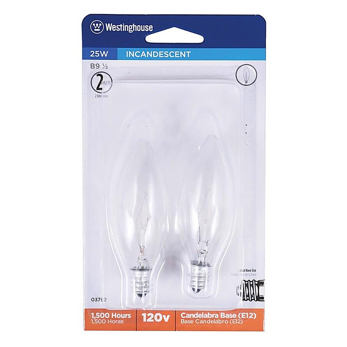 Westinghouse - 0378248 - 25 W Torpedo B9.5 Decorative Incandescent Bulb E12 (Candelabra) Warm White 2 Pack