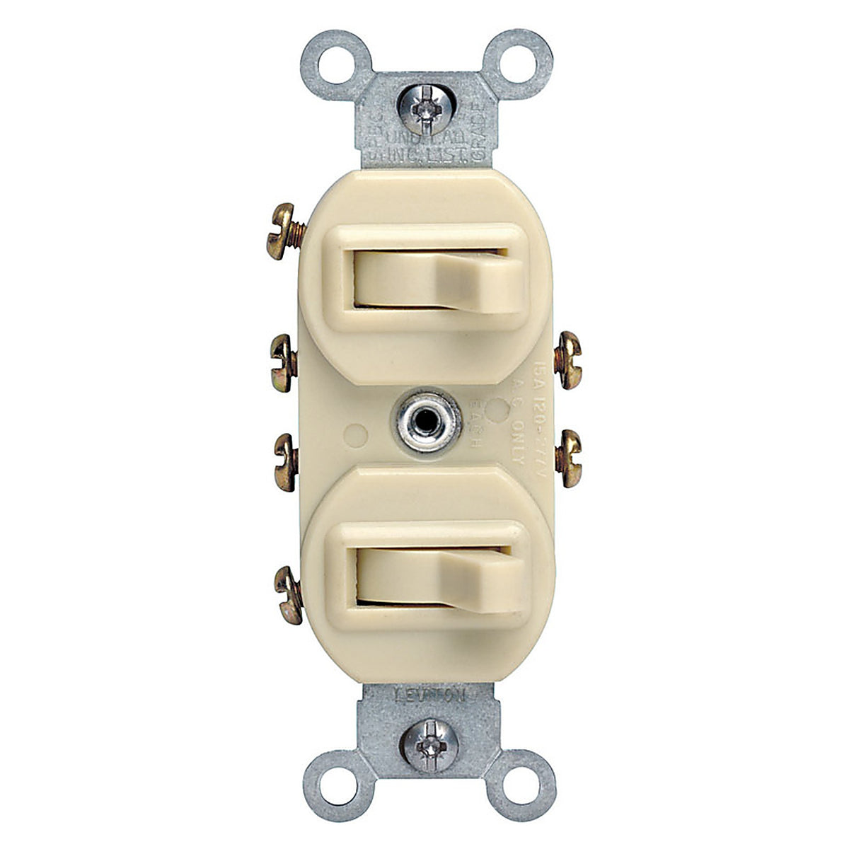 Leviton 05243-0IS 15 amps Three Pole Toggle Duplex Combination Switch Ivory 1/Pack