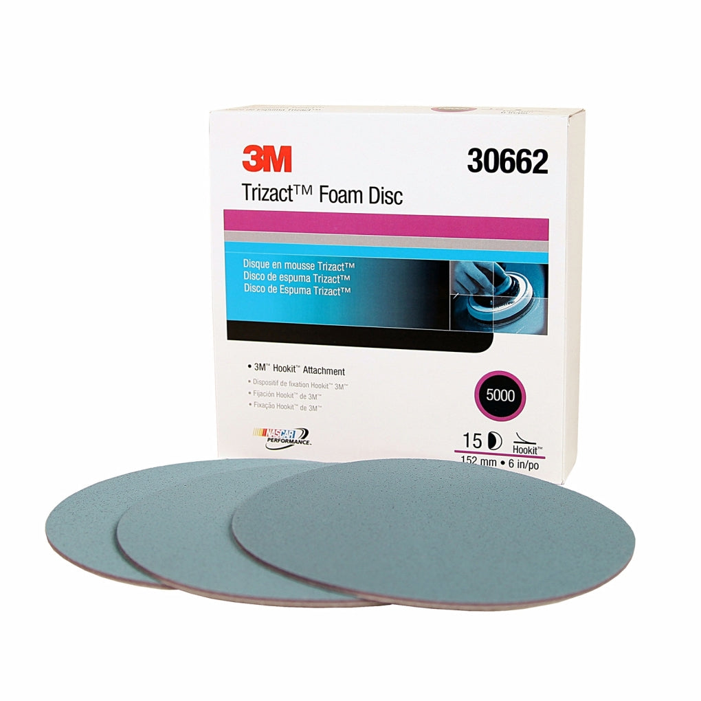 3M 30662 Trizact Hookit Foam Disc, 6 inch, 5000 grit