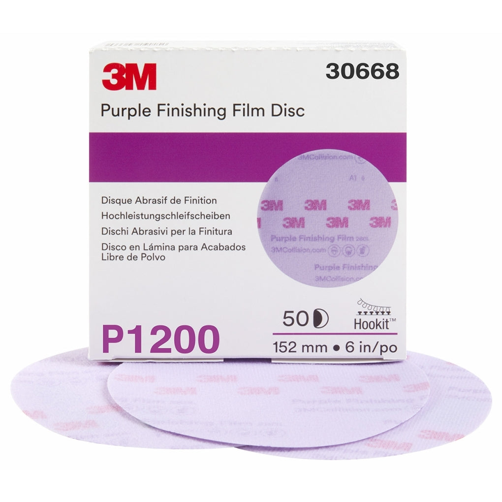 3M 30668 Purple Finishing Film Hookit Disc, 6 inch, P1200 grit