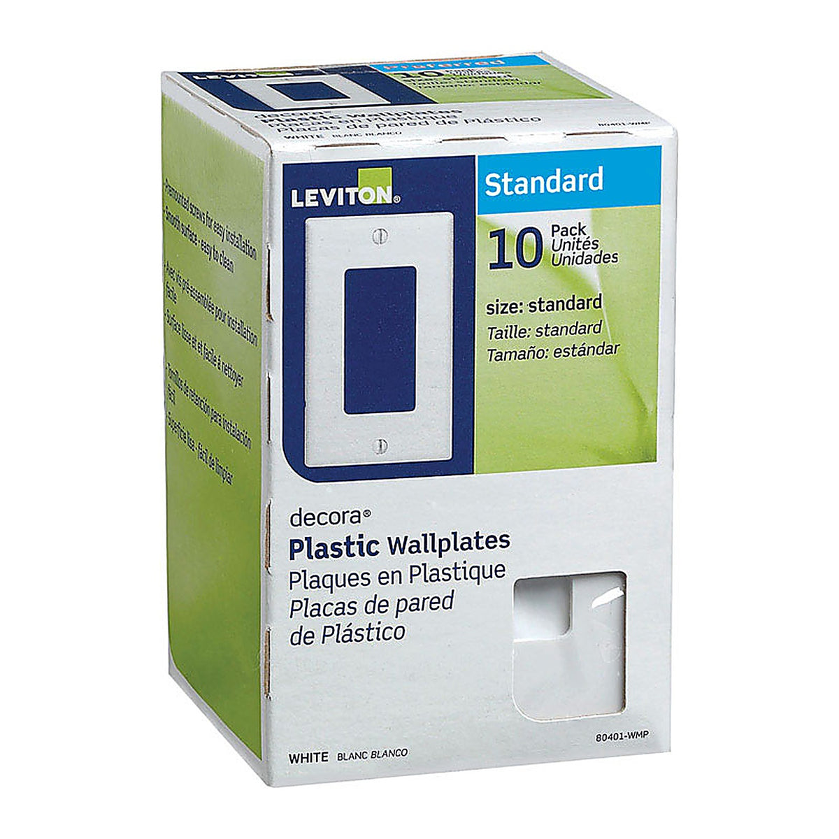 Leviton 80401-WMP Decora White 1 gang Thermoset Plastic GFCI/Rocker Wall Plate 10/Pack