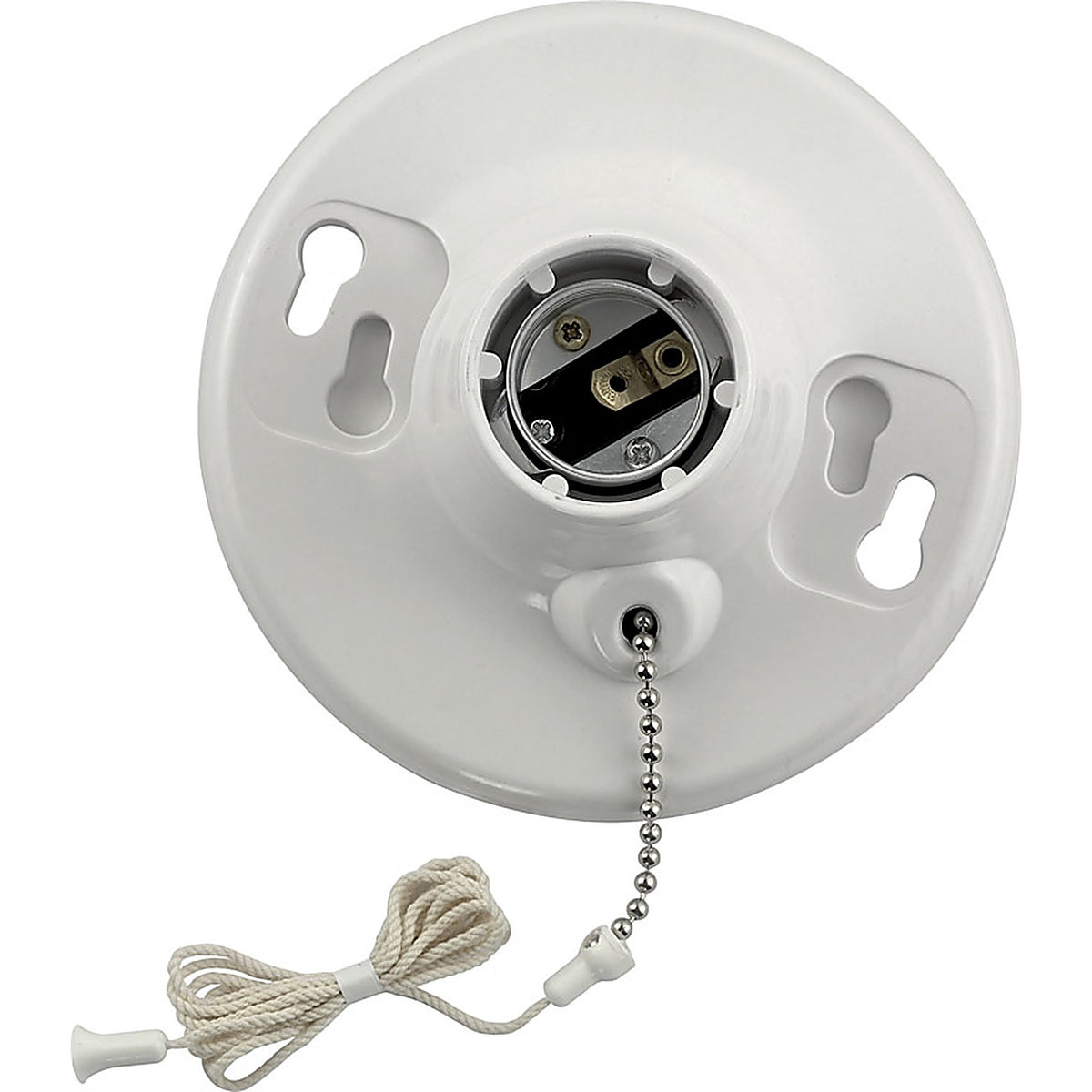 Leviton 08827-CW1 Plastic Medium Base Pull Chain Socket 1/Pack