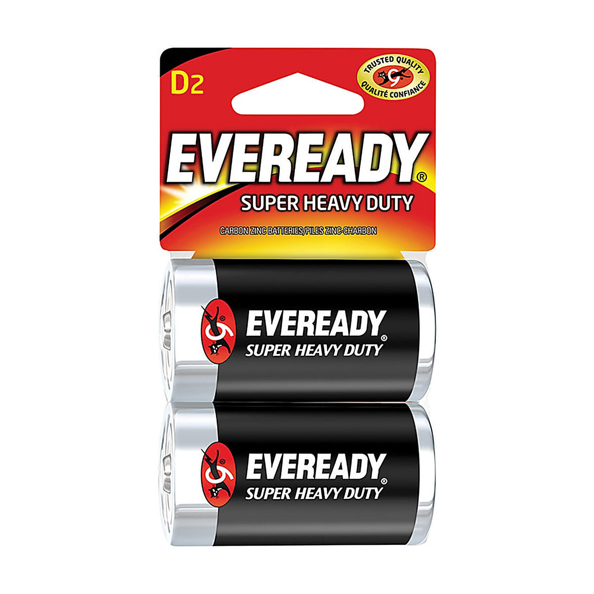 Eveready 1250SW-2 Super Heavy Duty D Zinc Carbon Batteries 2 pk Carded
